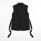 ADEYA – Blazer sans manches noir avec ceinture