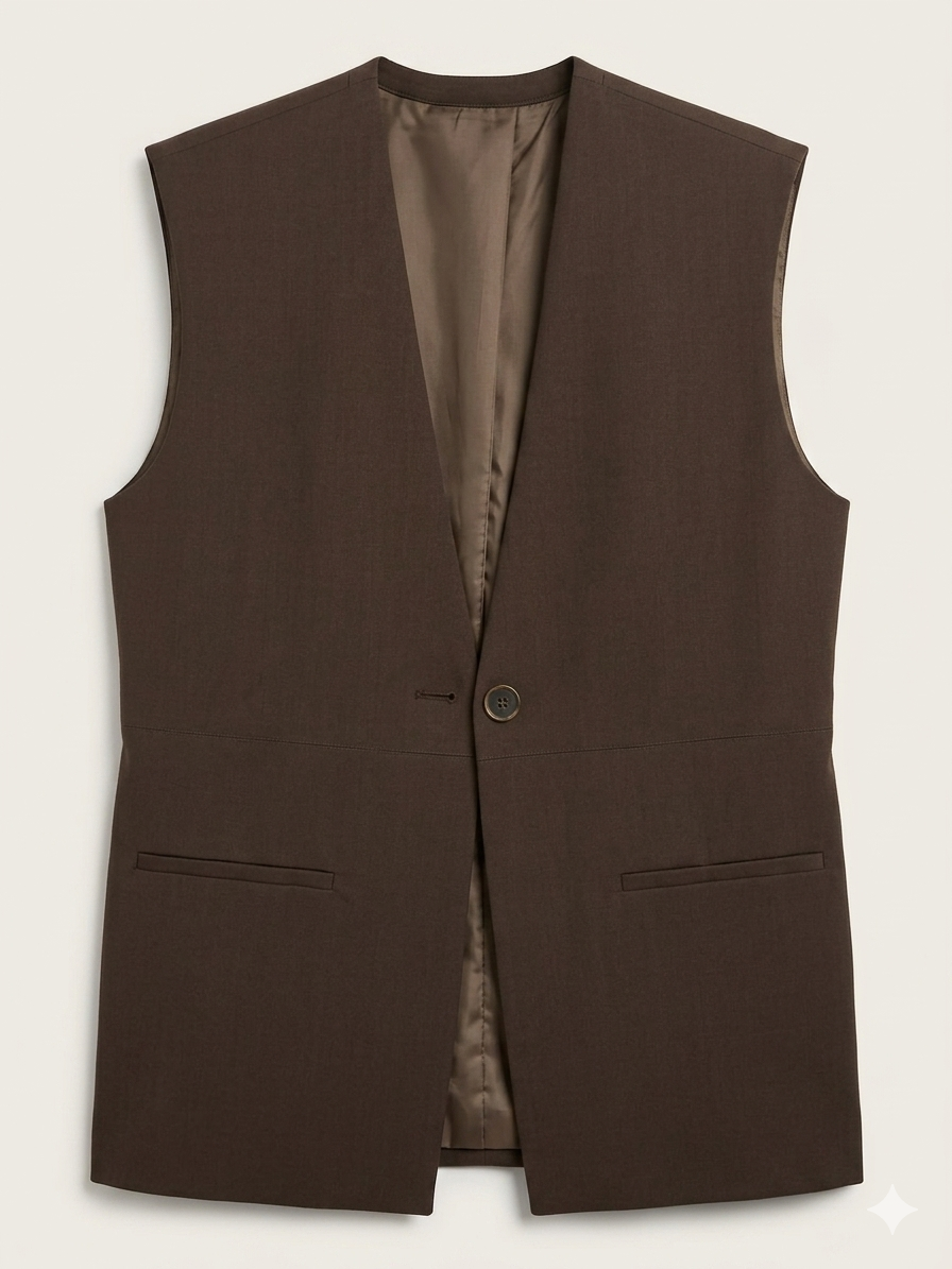 Blazer sans manches avec ouverture à l’arrière marron