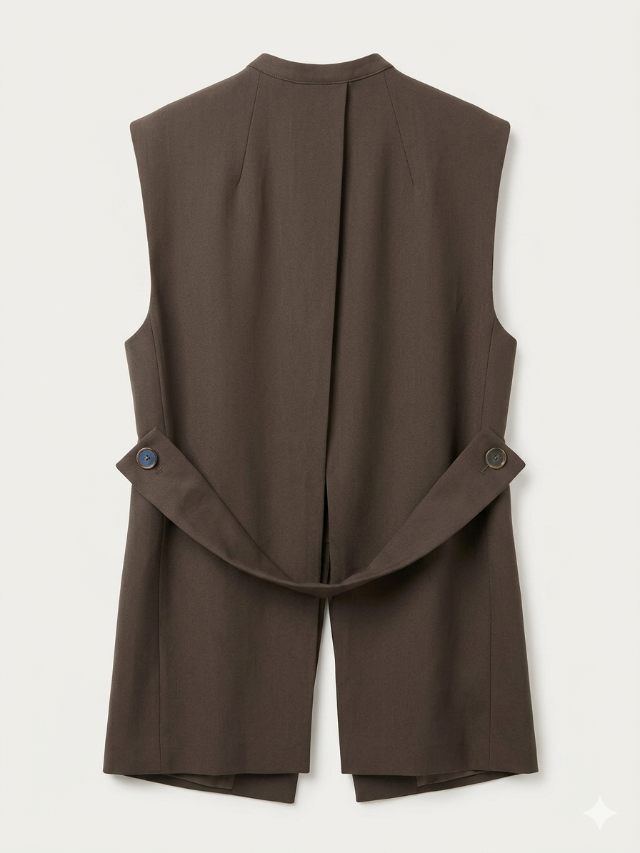 Blazer sans manches avec ouverture à l’arrière marron