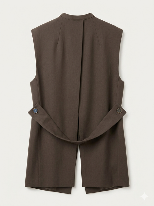 Blazer sans manches avec ouverture à l’arrière marron