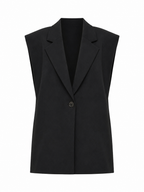 ADEYA – Blazer sans manches noir avec ceinture