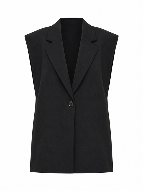 Blazer sans manche noir avec ceinture