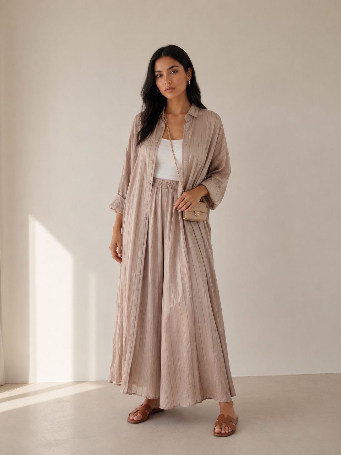 Ensemble texture en satin 2 pièces