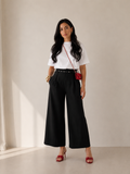 ADEYA – Pantalon large fluide noir à pinces