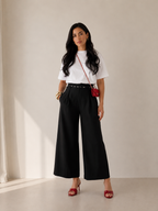 ADEYA – Pantalon large fluide noir à pinces
