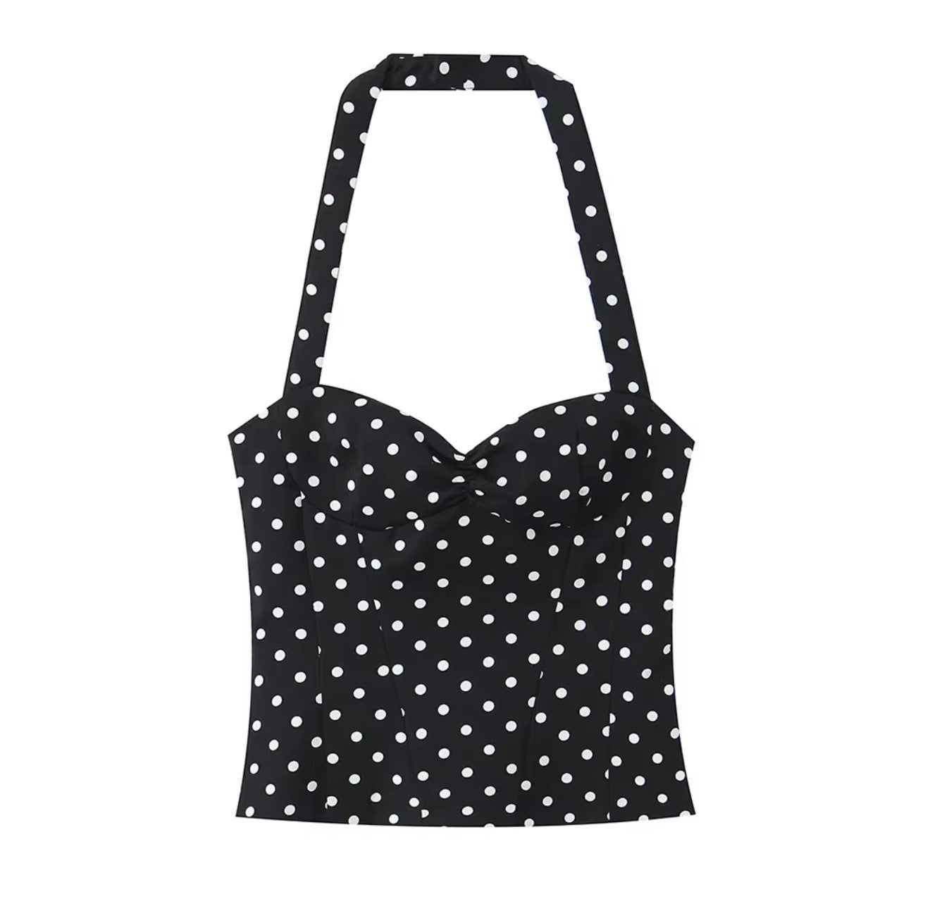 Top Corset à Pois Noir et Blanc – Look Rétro Chic