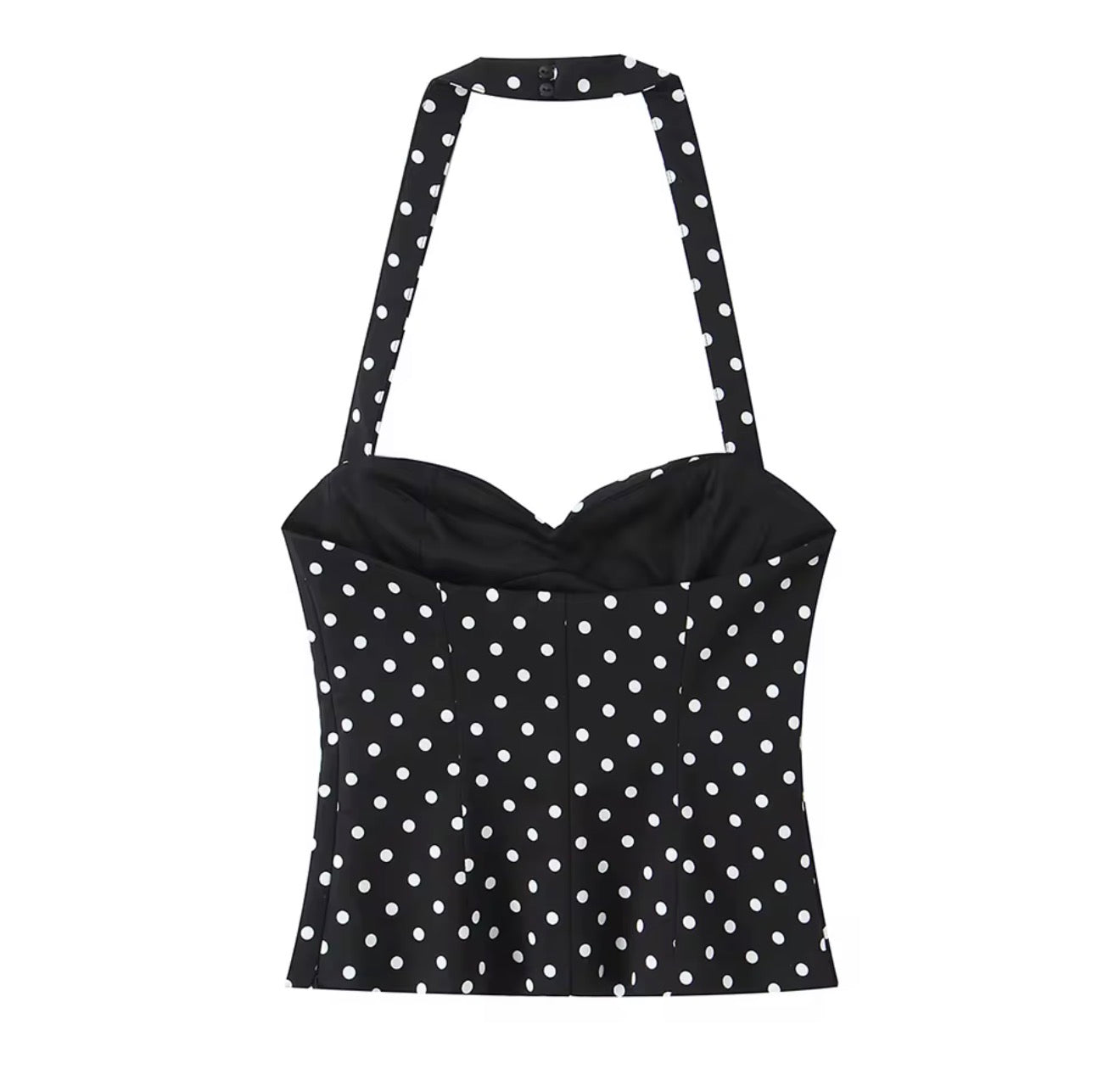Top Corset à Pois Noir et Blanc – Look Rétro Chic